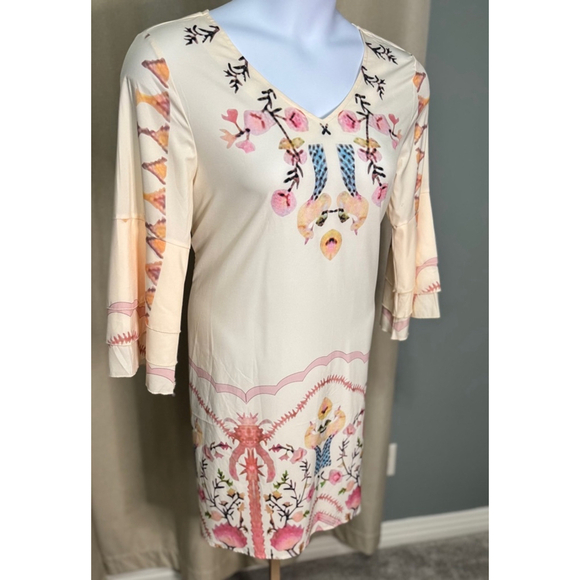 Women's Dress, L, Off-white & Pink - Picture 1 of 9